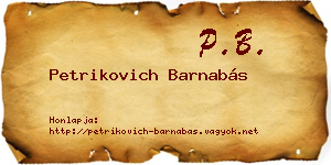 Petrikovich Barnabás névjegykártya
