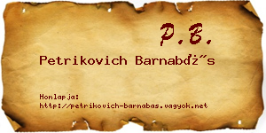 Petrikovich Barnabás névjegykártya