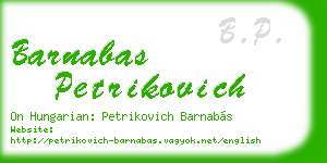barnabas petrikovich business card